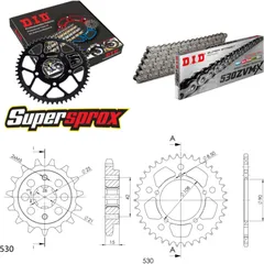 Kettensatz Alu schwarz für: DUCATI 500 Pantah Sports 82-8 15-38-094 DID530ZVM-X Endlos