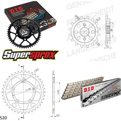 Kettensatz Alu schwarz für: DUCATI 750 Paso 86-90 15-38-106 DID520ZVM-X(S&S) Endlos