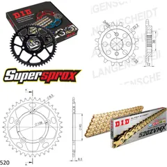 Kettensatz Alu schwarz für: DUCATI 750 Paso 86-90 15-38-106 DID520ZVM-X(G&G) Endlos