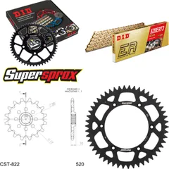 Kettensatz Alu schwarz für: HUSQVARNA CR125 09-13 13-50-112 DID520ERT2(G&G) Clip