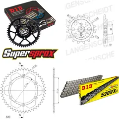 Kettensatz Alu schwarz für: HUSQVARNA SM125 00-13 13-46-112 DID520VX3 Clip