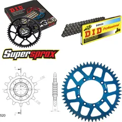 Kettensatz Alu blau TM Cross 250 /F 01-04/Enduro 250 13-52-116 DID520 Clip