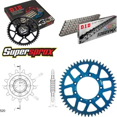 Kettensatz Alu blau TM Cross 250 /F 01-04/Enduro 250 13-52-116 DID520ZVM-X Endlos