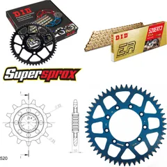 Kettensatz Alu blau TM Cross 400 02-10/SMF400 F 02-0 13-50-116 DID520ERT2(G&G) Clip
