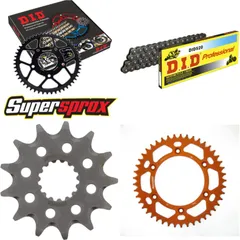 Chain Kit - ALU - orange for: KTM 125 LC2 97-00/Sting 125 8 13-45-110 DID520 Clip