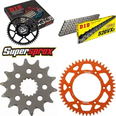 Chain Kit - ALU - orange for: KTM EGS125 98-99/EXC525 Racing 14-48-118 DID520VX3 rivet