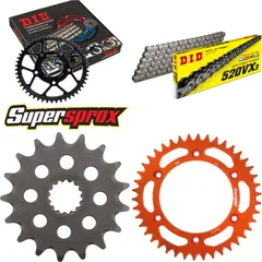 Chain Kit - ALU - orange for: KTM Supermoto 640 LC4 99-06 17-42-110 DID520VX3 rivet