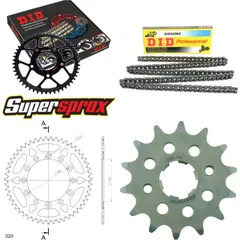 Kettensatz Alu schwarz für: HONDA CL250 SC 82-83 14-51-106 DID520NZ Clip