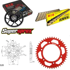 Chain Kit - ALU - red for: HONDA XR650 L [US] 93-96 15-45-114 DID520VX3(G&B) rivet