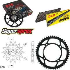 Kettensatz Alu für: KAWASAKI KX80 17``/14`` >428< 97 13-49-118 DID428VX Niet