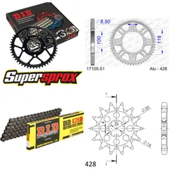 Kettensatz Alu für: KAWASAKI KX80 17``/14`` >428< 98-00 14-51-124 DID428D Clip