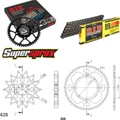 Chain Kit - ALU - black for: KAWASAKI KX85 17``/14`` >42 14-50-124 DID428HD Clip