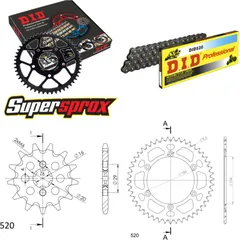 Chain Kit - ALU - black for: KAWASAKI KX125 86-89 12-47-112 DID520 Clip