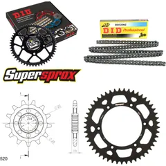 Kettensatz Alu schwarz für: Gas Gas EC250 96-96 13-49-116 DID520NZ Clip