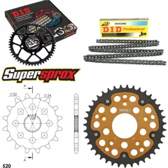 Chain Kit Stealth gold for: APRILIA RS125 Extrema/Replic 16-39-106 DID520NZ Clip