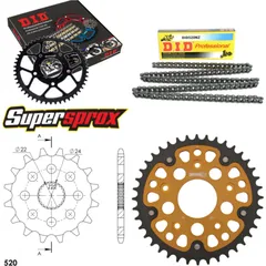 Chain Kit Stealth gold for: APRILIA RS125 Extrema/Replic 16-40-108 DID520NZ Clip