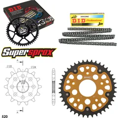 Kettensatz Stealth gold für: APRILIA Pegaso 125 89-99/Tua 14-40-104 DID520NZ Clip