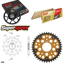 Kettensatz Stealth gold für: APRILIA Pegaso 125 89-99/Tua 14-40-104 DID520ERT2(G&G) Clip