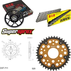Chain Kit Stealth gold for: CAGIVA Cruiser 125 87-89 14-39-112 DID520VX3 Clip