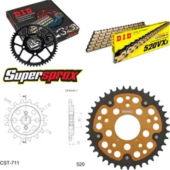 Kettensatz Stealth gold für: CAGIVA Cruiser 125 87-89 14-39-112 DID520VX3(G&B) Niet
