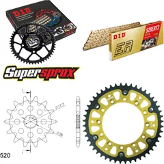 Kettensatz Stealth gold für: YAMAHA WR125 99-01/YZ125 99-01 13-48-112 DID520ERT2(G&G) Clip