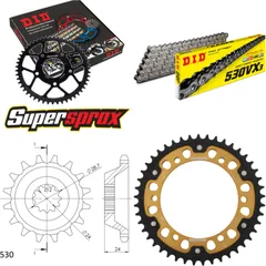 Chain Kit Stealth gold for: KAWASAKI ZZR1100 90-92 17-45-110 DID530VX3 rivet