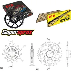Chain Kit Stealth black for: MV Agusta F4 750 99-02/F4 14-43-110 DID525VX3(G&B) rivet