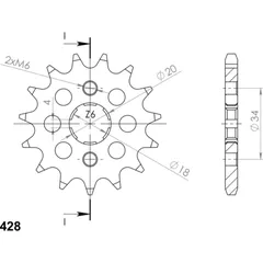 Front Sprocket Supersprox 428/13t 20200-13