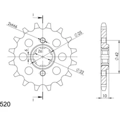 Front Sprocket Supersprox 520/16t 20500-16