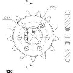 Front Sprocket Supersprox 420/13t 22101-13