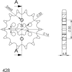 Front Sprocket Supersprox 428/14t 21207-14