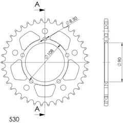 Alu-Rear Sprocket / Chain Wheel Supersprox 530/38t silver