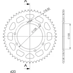 Alu-Rear Sprocket / Chain Wheel Supersprox 420/53t gold 47103AS53