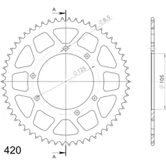 Alu-Rear Sprocket / Chain Wheel Supersprox 420/58t gold