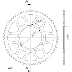 Alu-Rear Sprocket / Chain Wheel Supersprox 420/60t silver