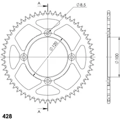 Alu-Rear Sprocket / Chain Wheel Supersprox 428/56t red 93240AR56