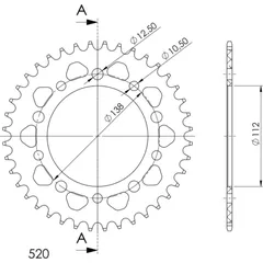 Alu-Rear Sprocket / Chain Wheel Supersprox 520/39t red 11509AR39