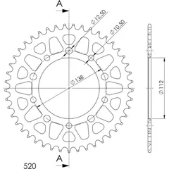 Alu-Rear Sprocket / Chain Wheel Supersprox 520/44t black 11509AK44