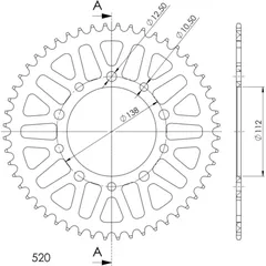 Alu-Rear Sprocket / Chain Wheel Supersprox 520/51t blue 11509AB51