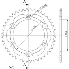 Alu-Rear Sprocket / Chain Wheel Supersprox 525/44t black 11617AK44