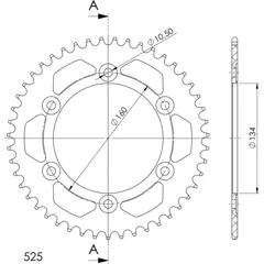 Alu-Rear Sprocket / Chain Wheel Supersprox 525/48t black 11617AK48