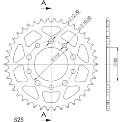 Alu-Rear Sprocket / Chain Wheel Supersprox 525/42t red