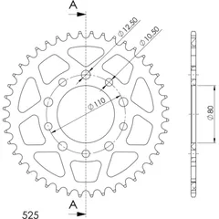 Alu-Rear Sprocket / Chain Wheel Supersprox 525/44t black