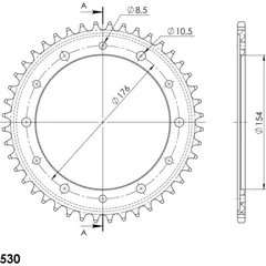 Alu-Rear Sprocket / Chain Wheel Supersprox 530/44t red