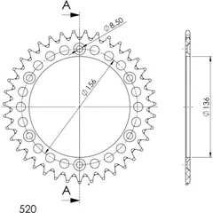 Alu-Rear Sprocket / Chain Wheel Supersprox 520/39t red 15206AR39