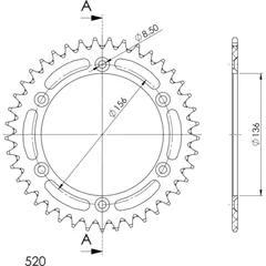 Alu-Rear Sprocket / Chain Wheel Supersprox 520/41t black 15206AK41