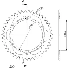 Alu-Rear Sprocket / Chain Wheel Supersprox 520/43t black 15206AK43