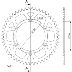 Alu-Rear Sprocket / Chain Wheel Supersprox 520/49t silver 15206AV49