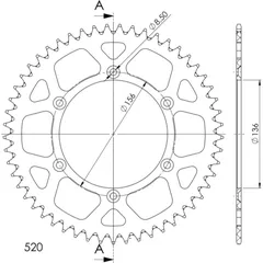 Alu-Rear Sprocket / Chain Wheel Supersprox 520/52t gold 15206AS52