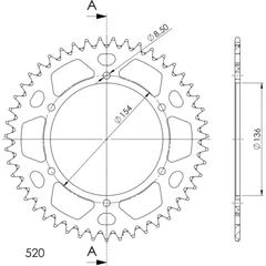 Alu-Rear Sprocket / Chain Wheel Supersprox 520/47t black 36307AK47